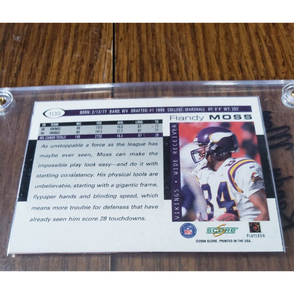 Randy Moss 2000 Score #109 Football Card In Hard Plastic Case - Picture 4 of 6